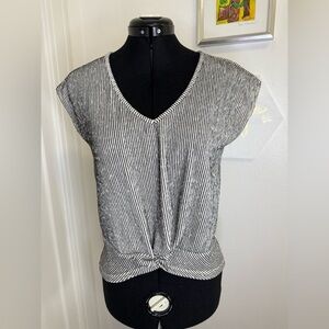 Ann Taylor Factory Black and White Striped Blouse - XS